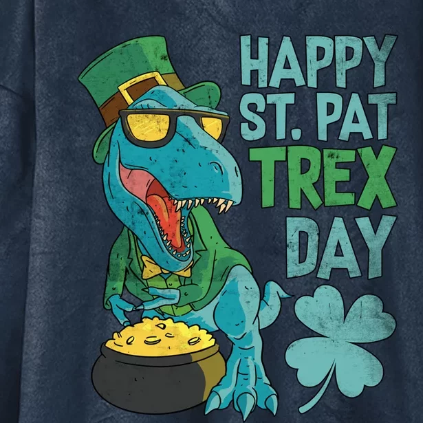 St Patrick's Day Happy St Patgiftrex Day Tgiftrex Dinosaur Gift Hooded Wearable Blanket