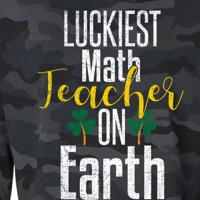 St Patricks Day Funny Gift Math Teacher Lucky Grunge Cropped Pullover Crew