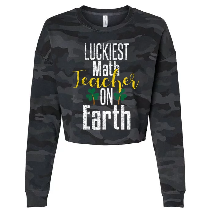 St Patricks Day Funny Gift Math Teacher Lucky Grunge Cropped Pullover Crew