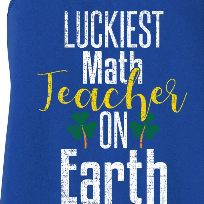 St Patricks Day Funny Gift Math Teacher Lucky Grunge Women's Racerback Tank