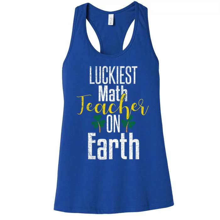 St Patricks Day Funny Gift Math Teacher Lucky Grunge Women's Racerback Tank