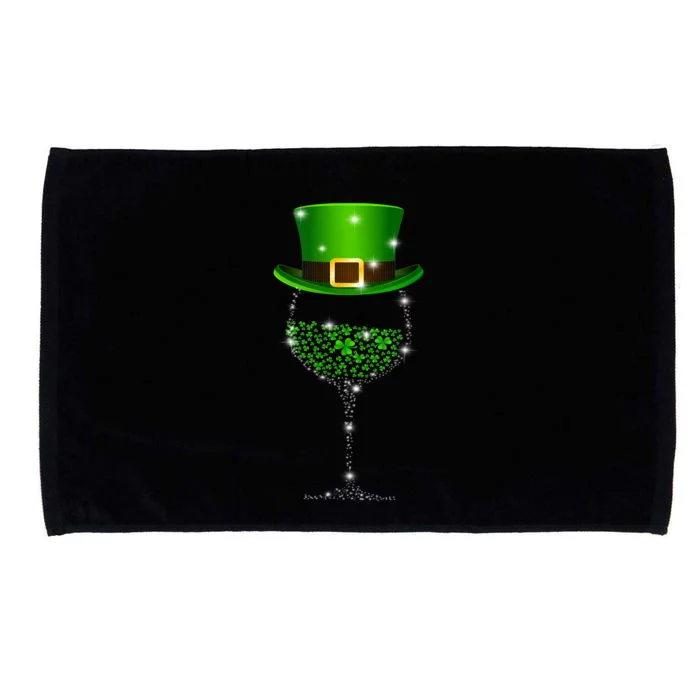 St Patrick's Day Shamrock Wine Glass Funny Gift Microfiber Hand Towel