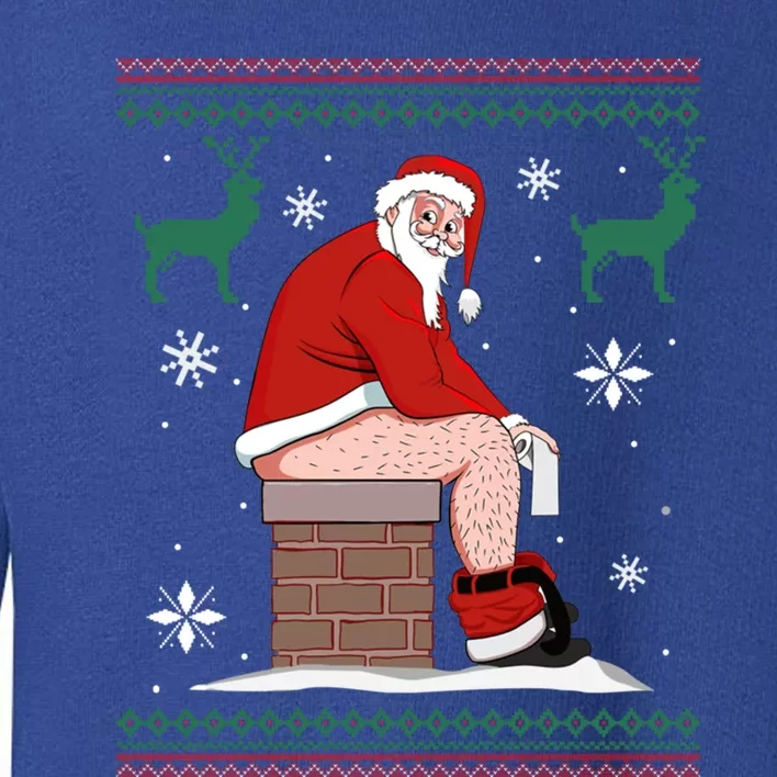 Santa Pooping Down The Chimney Ugly Sweater Christmas Funny Gift Toddler Sweatshirt