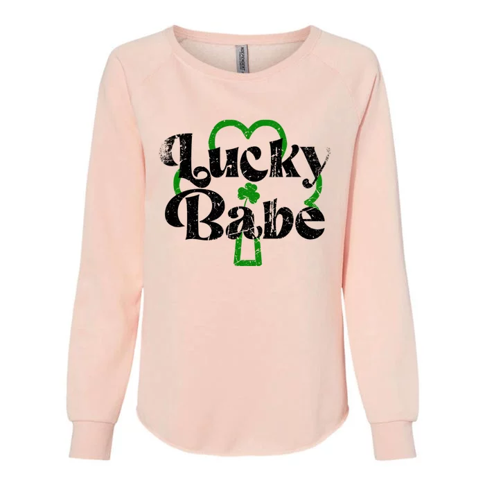 St Patrick's Day Vintage Funny Irish Lucky Babe Gift Womens California Wash Sweatshirt