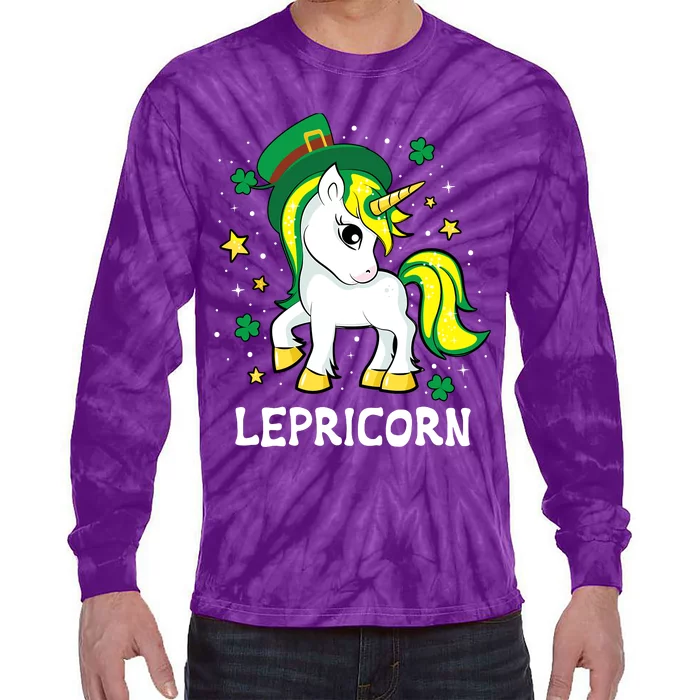 St Patricks Day Unicorn Lepricorn Tie-Dye Long Sleeve Shirt