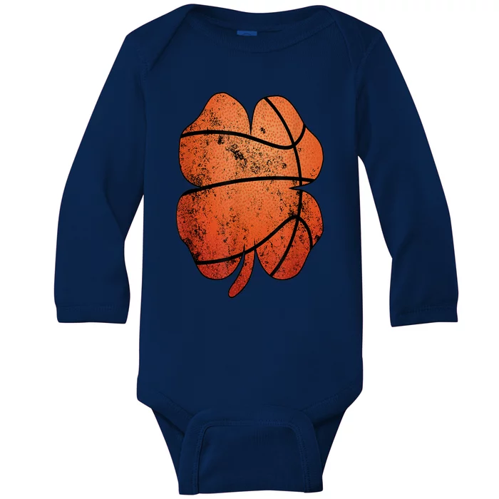 St Patricks Day Celebration Basketball Shamrock Cute Gift Baby Long Sleeve Bodysuit