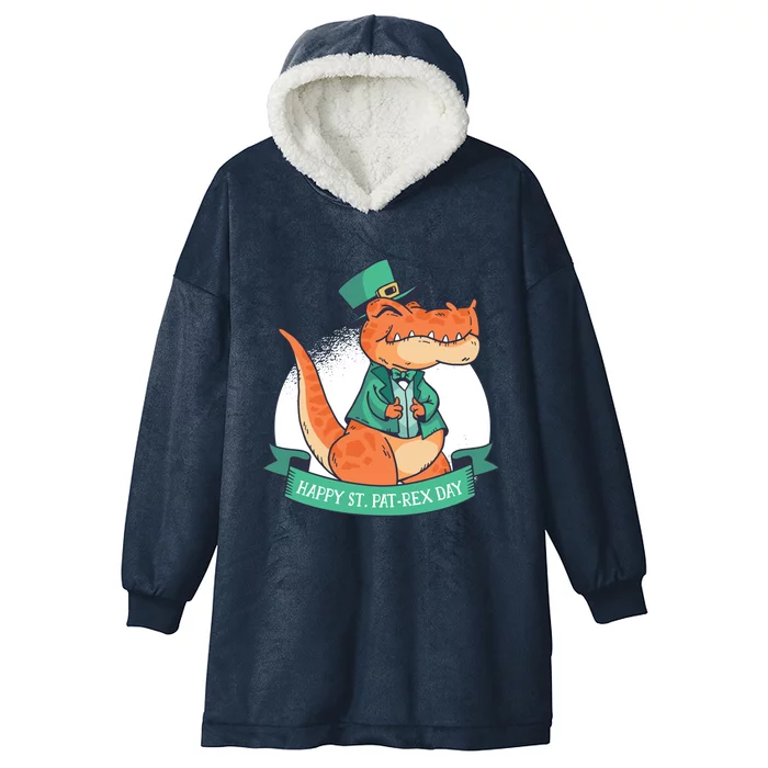 St Patrick's Day Happy St Patgiftrex Day Tgiftrex Dinosaur Gift Hooded Wearable Blanket