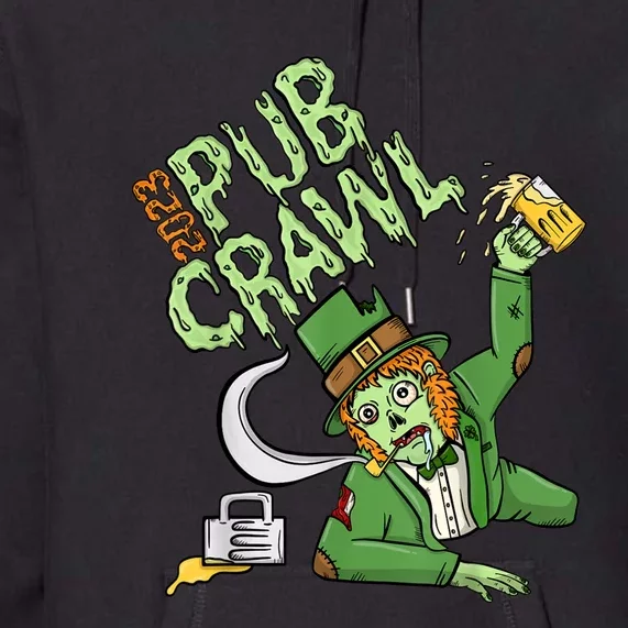 St. Patrick's Day Pub Crawl Beer Drinking Zombie Leprechaun Premium Hoodie