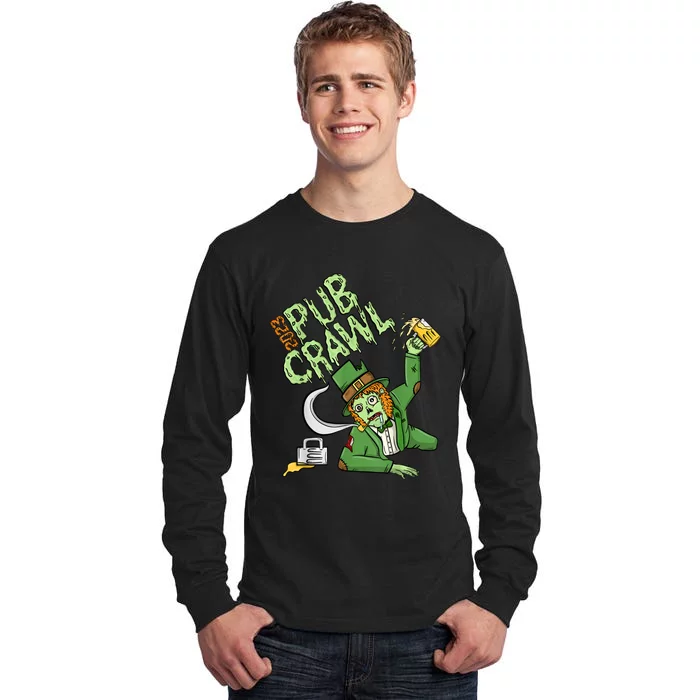 St. Patrick's Day Pub Crawl Beer Drinking Zombie Leprechaun Tall Long Sleeve T-Shirt