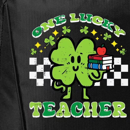 St Patrick Day Shamrock One Lucky Teacher Retro Saint Pattys City Backpack