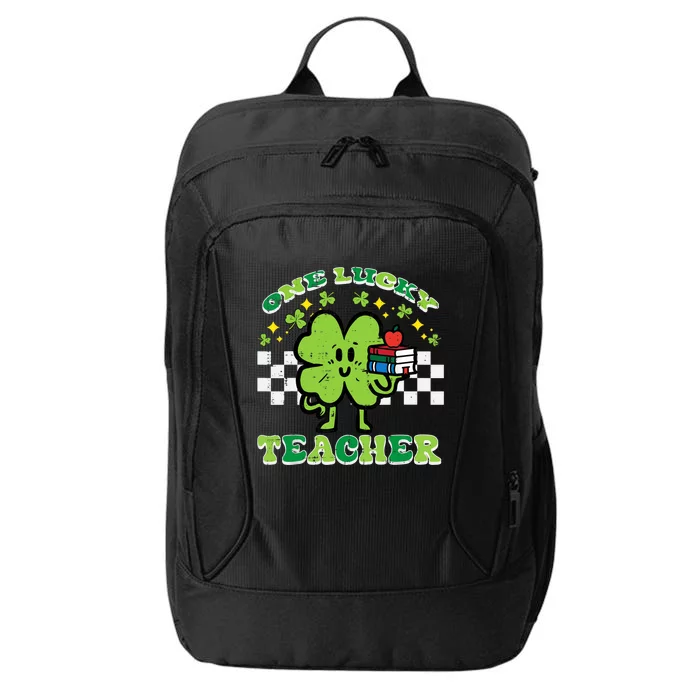 St Patrick Day Shamrock One Lucky Teacher Retro Saint Pattys City Backpack