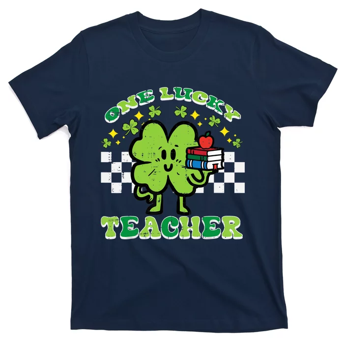 St Patrick Day Shamrock One Lucky Teacher Retro Saint Pattys T-Shirt