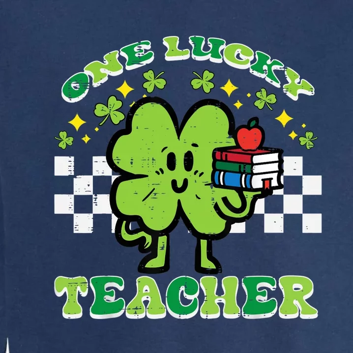 St Patrick Day Shamrock One Lucky Teacher Retro Saint Pattys Garment-Dyed Sweatshirt