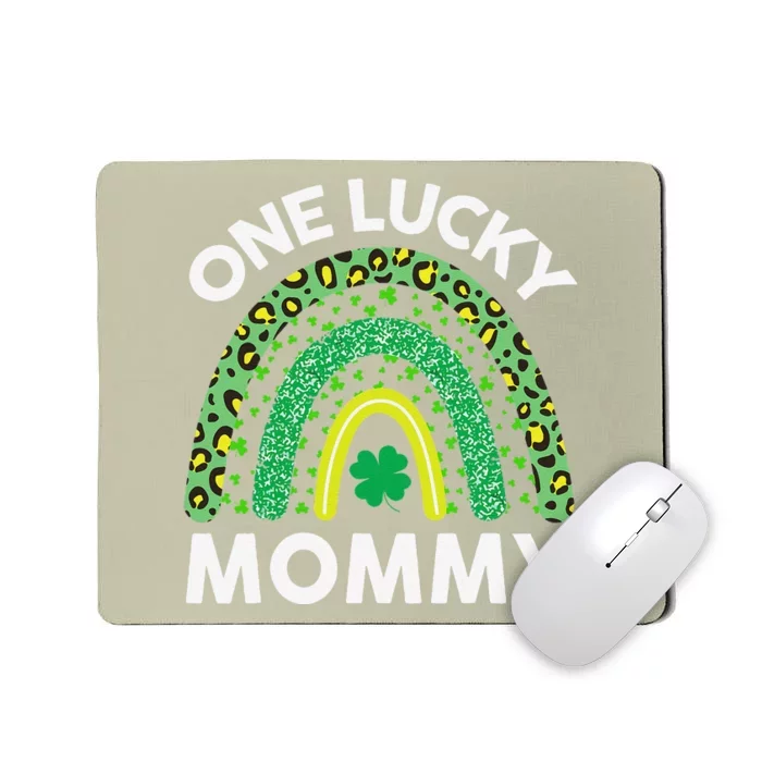 St Patricks Day Outfit Women Leopard Rainbow One Lucky Mommy Mousepad