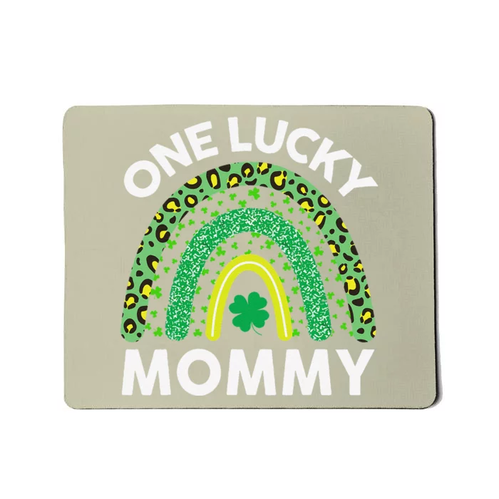 St Patricks Day Outfit Women Leopard Rainbow One Lucky Mommy Mousepad