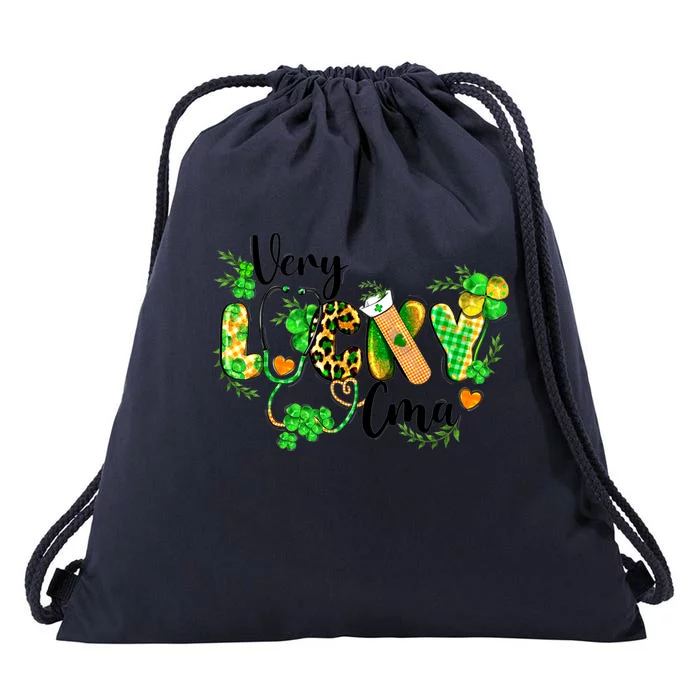 St Patricks Day Very Lucky Cma Leopard Stethoscope Funny Gift Drawstring Bag