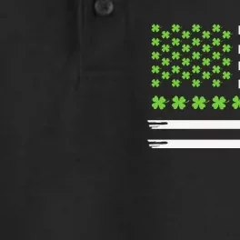 St PatrickS Day Distressed American Flag Shamrock Dry Zone Grid Performance Polo