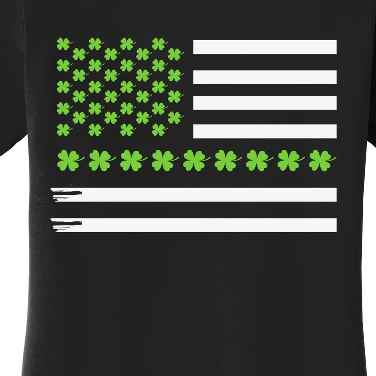 St PatrickS Day Distressed American Flag Shamrock Women's T-Shirt