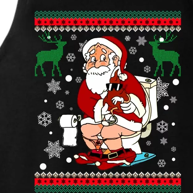 Santa Pooping Down The Chimney Ugly Sweater Christmas Meaningful Gift Ladies Tri-Blend Wicking Tank