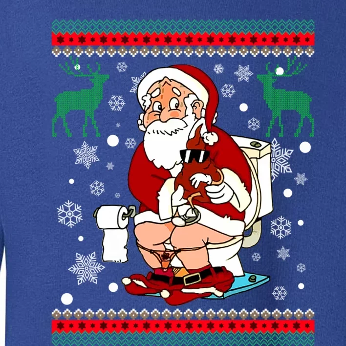 Santa Pooping Down The Chimney Ugly Sweater Christmas Meaningful Gift Toddler Sweatshirt