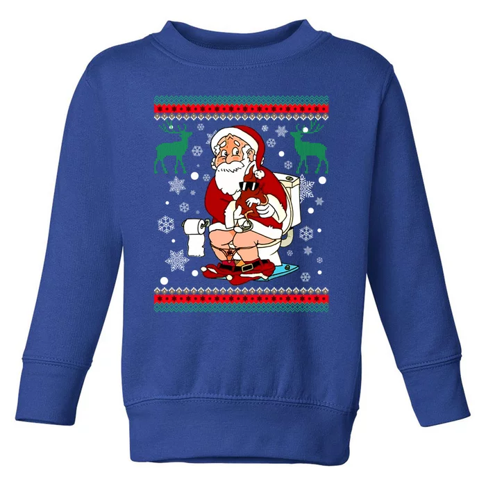 Santa Pooping Down The Chimney Ugly Sweater Christmas Meaningful Gift Toddler Sweatshirt