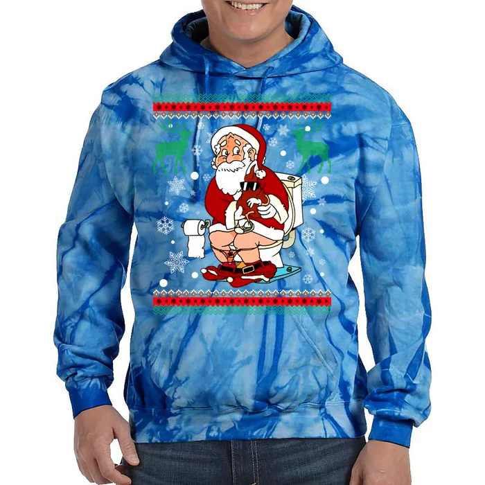 Santa Pooping Down The Chimney Ugly Sweater Christmas Meaningful Gift Tie Dye Hoodie