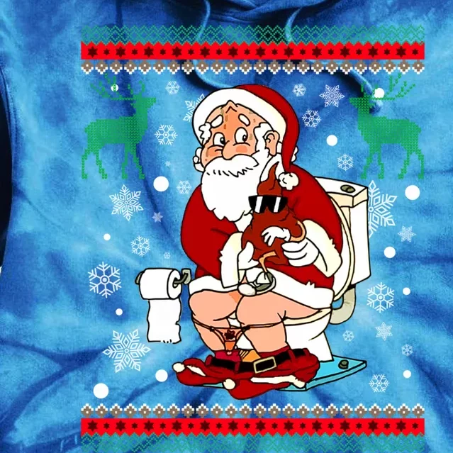 Santa Pooping Down The Chimney Ugly Sweater Christmas Meaningful Gift Tie Dye Hoodie