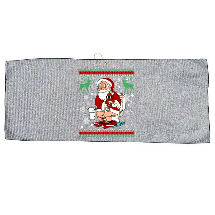 Santa Pooping Down The Chimney Ugly Sweater Christmas Meaningful Gift Large Microfiber Waffle Golf Towel