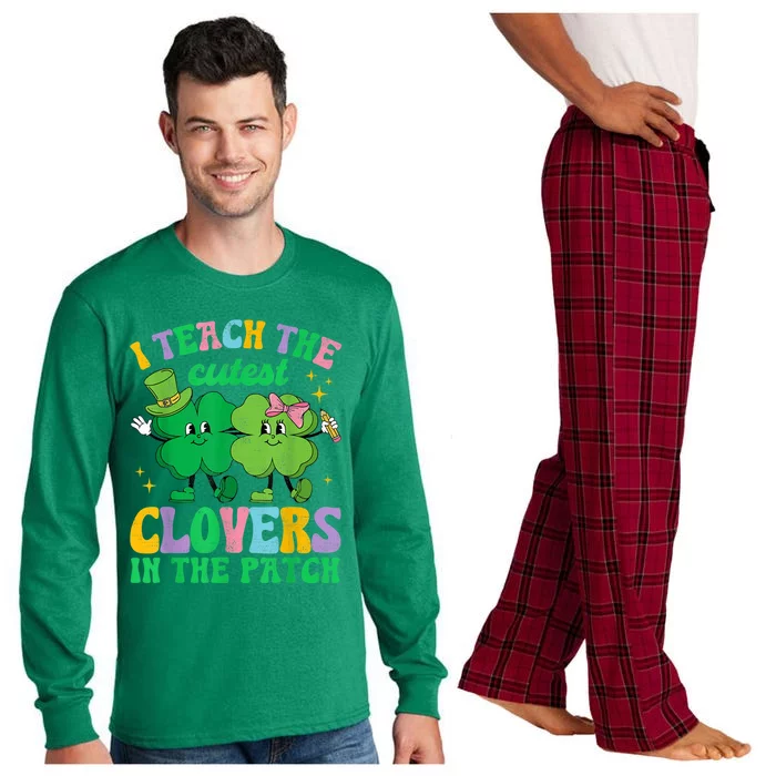 St Patricks Day Teacher I Teach The Cutest Clovers In Patch Long Sleeve Pajama Set