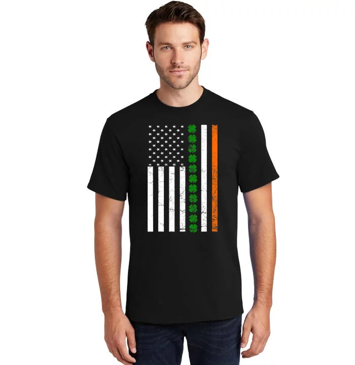 St. Patricks Day Irish American Flag Ireland Shamrock Clover Tall T-Shirt