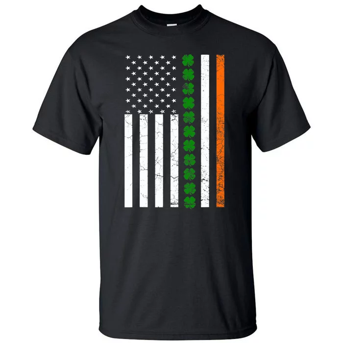 St. Patricks Day Irish American Flag Ireland Shamrock Clover Tall T-Shirt