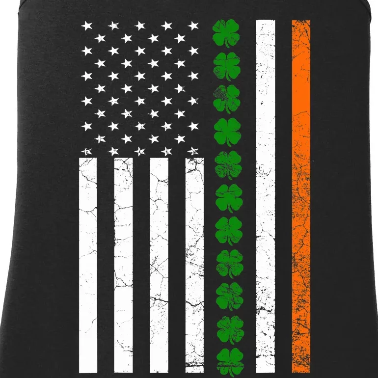 St. Patricks Day Irish American Flag Ireland Shamrock Clover Ladies Essential Tank