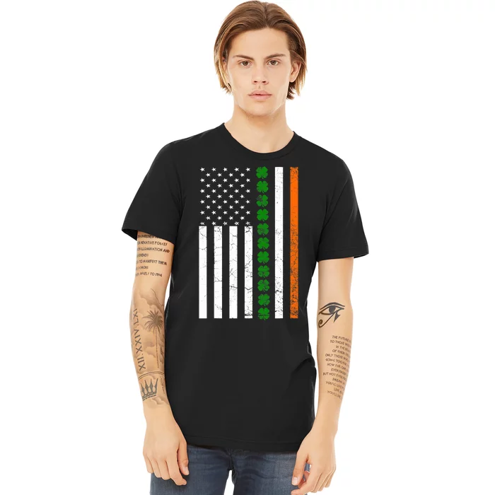 St. Patricks Day Irish American Flag Ireland Shamrock Clover Premium T-Shirt