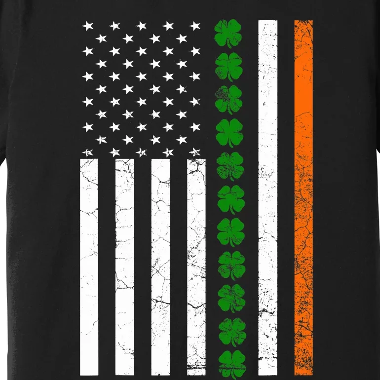 St. Patricks Day Irish American Flag Ireland Shamrock Clover Premium T-Shirt