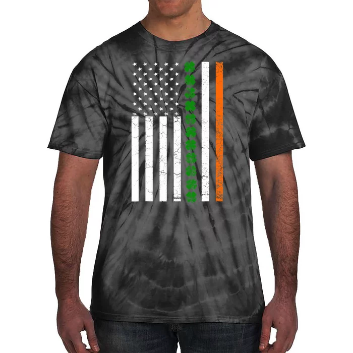 St. Patricks Day Irish American Flag Ireland Shamrock Clover Tie-Dye T-Shirt