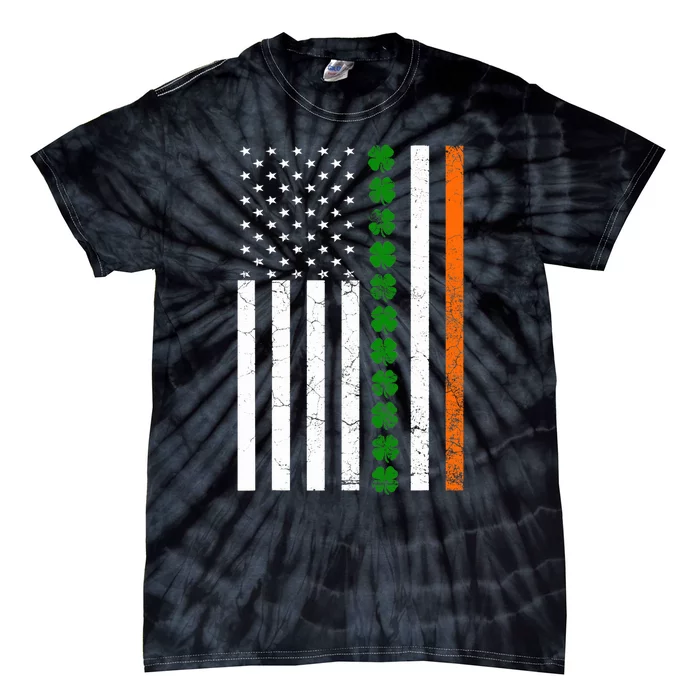 St. Patricks Day Irish American Flag Ireland Shamrock Clover Tie-Dye T-Shirt