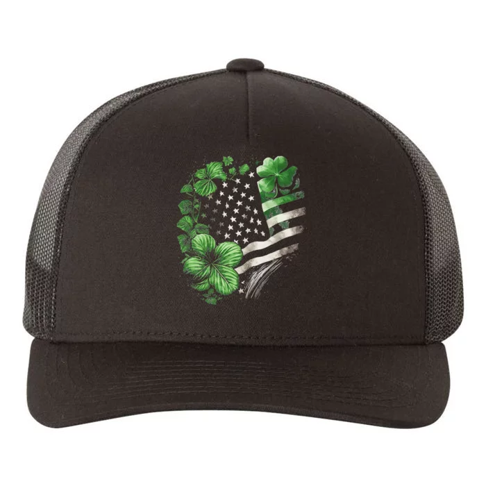 St Patricks Day Shamrock American Flag Retro Yupoong Adult 5-Panel Trucker Hat