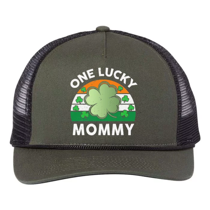 St Patricks Day Outfit Women One Lucky Mommy Mama Mom Retro Rope Trucker Hat Cap