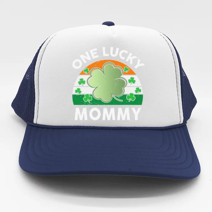 St Patricks Day Outfit Women One Lucky Mommy Mama Mom Trucker Hat