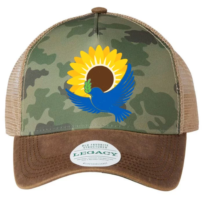 Sunflower Peace Dove Stand With Ukraine End The War Legacy Tie Dye Trucker Hat