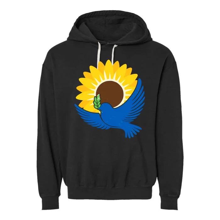 Sunflower Peace Dove Stand With Ukraine End The War Garment-Dyed Fleece Hoodie