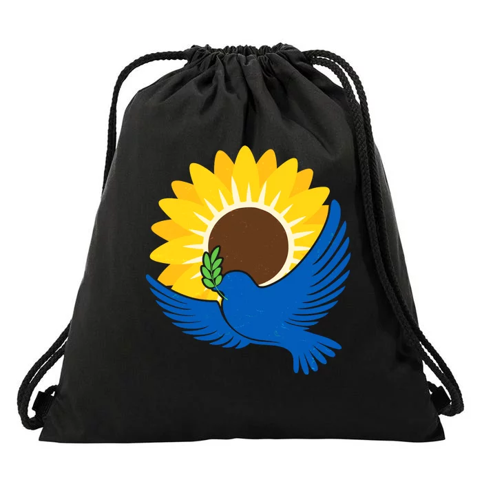 Sunflower Peace Dove Stand With Ukraine End The War Drawstring Bag