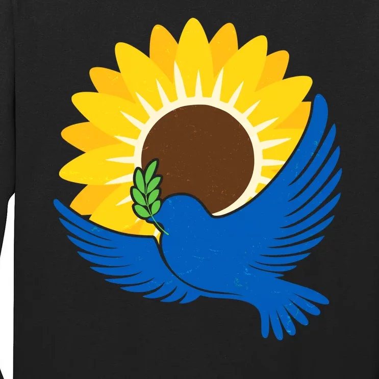 Sunflower Peace Dove Stand With Ukraine End The War Tall Long Sleeve T-Shirt