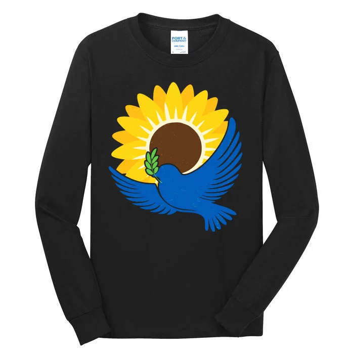 Sunflower Peace Dove Stand With Ukraine End The War Tall Long Sleeve T-Shirt