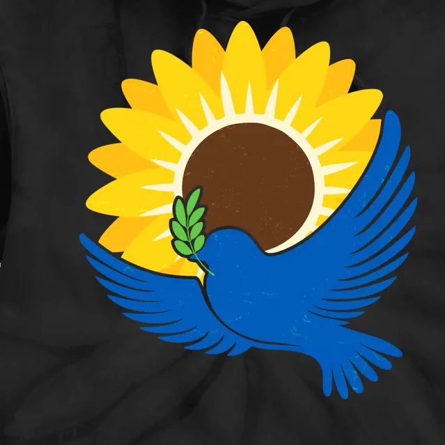 Sunflower Peace Dove Stand With Ukraine End The War Tie Dye Hoodie