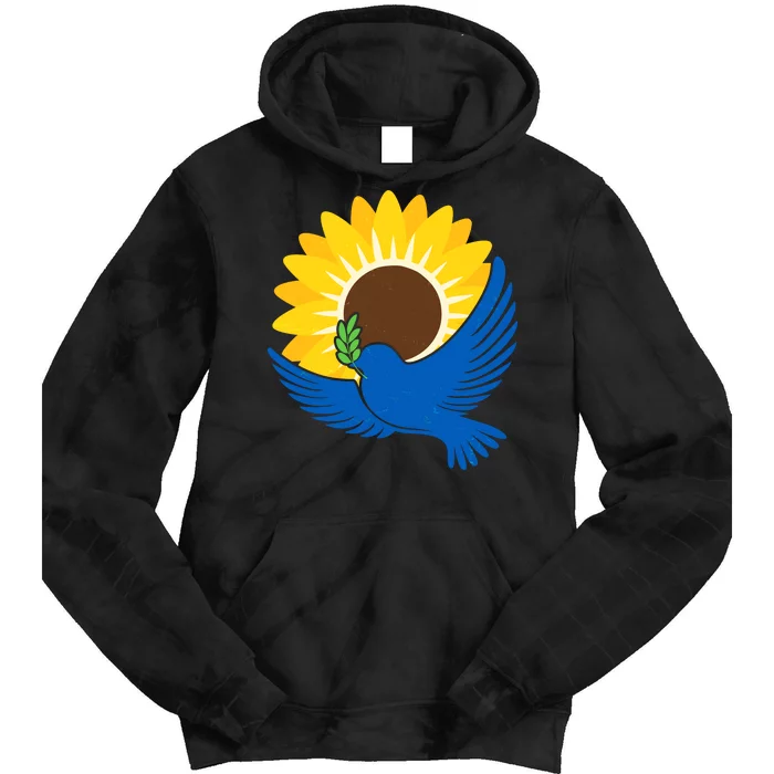 Sunflower Peace Dove Stand With Ukraine End The War Tie Dye Hoodie