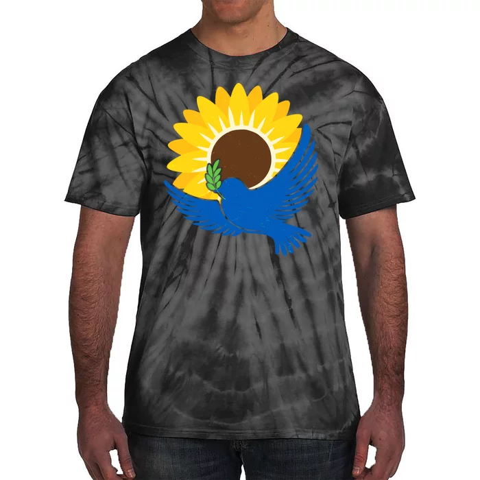 Sunflower Peace Dove Stand With Ukraine End The War Tie-Dye T-Shirt