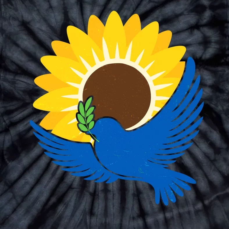 Sunflower Peace Dove Stand With Ukraine End The War Tie-Dye T-Shirt