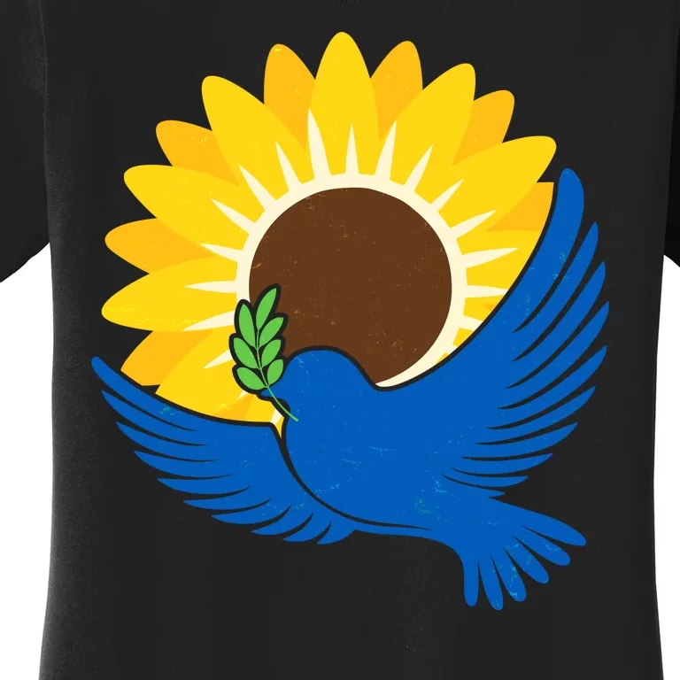 Sunflower Peace Dove Stand With Ukraine End The War Women's T-Shirt