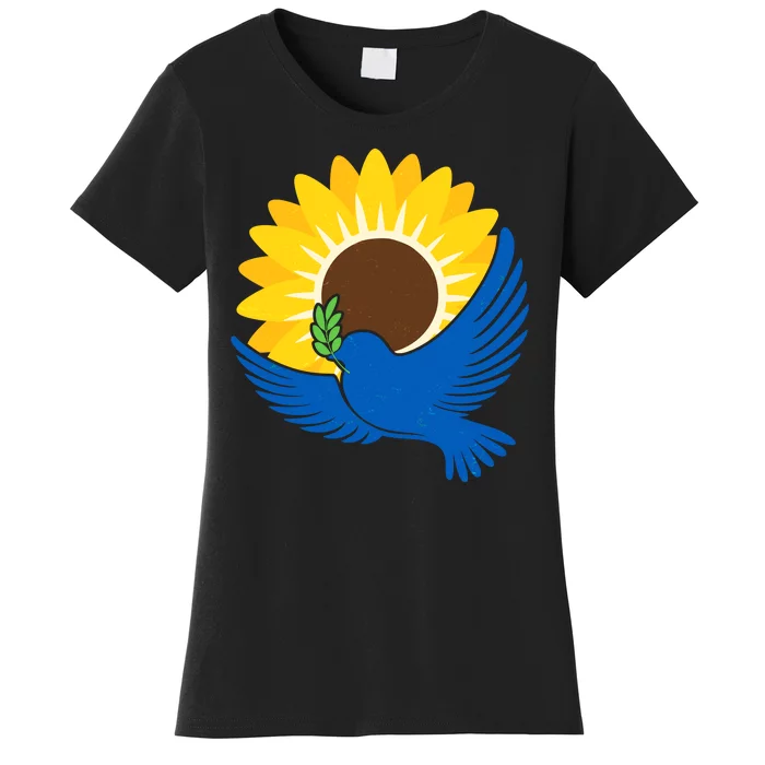 Sunflower Peace Dove Stand With Ukraine End The War Women's T-Shirt